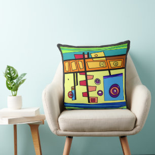 Submarine Life Orange Yellow Blue Green Cushion