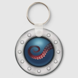 Submarine Porthole Deep Sea Creature Steampunk Key Ring