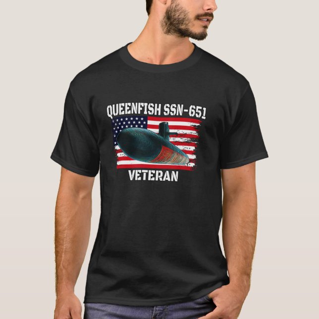 Submarine USS Queenfish SSN 651 Veteran Grandfathe T-Shirt (Front)