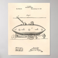 Submarine Vessel 1897 Patent Art Old Peper