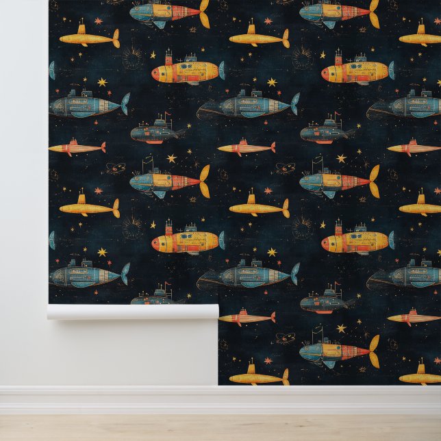 Submarine Vessel Underwater Ship Chalk Drawing Wallpaper (Application)