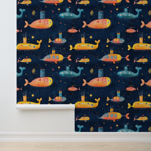 Submarine Vessel Underwater Ship Chalk Drawing Wallpaper (Application)
