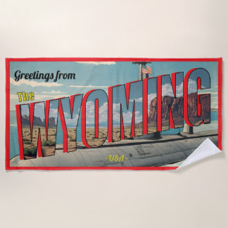 Submarine Wyoming For USA Retro Beach Towel