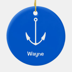 Submarine Your Text Anchor Ceramic Ornament
