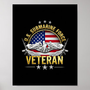 Submarines Veteran Silent Service Flag Veteran Poster