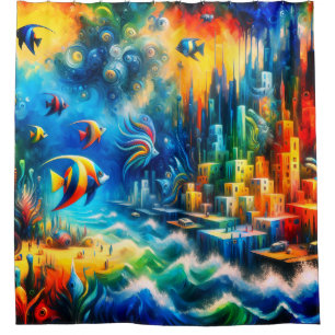“Submerged Utopia: Atlantis Reimagined” Shower Curtain