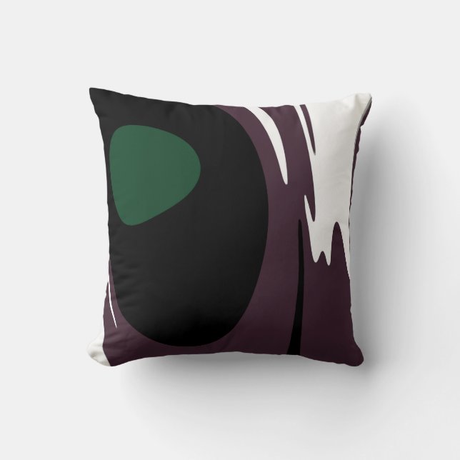 Submersion: Abstract Black, White, Purple & Green Cushion (Front)