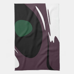 Submersion: Abstract Black, White, Purple & Green Tea Towel