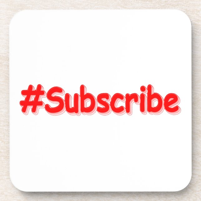 "#Subscribe" Cute Design. Buy Now Coaster (Front)