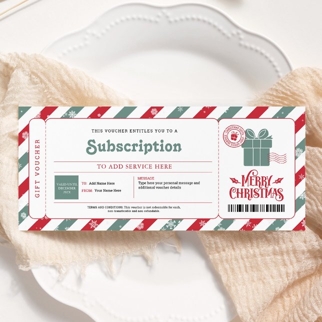 Subscription Service Christmas Gift Certificate Invitation (Creator Uploaded)