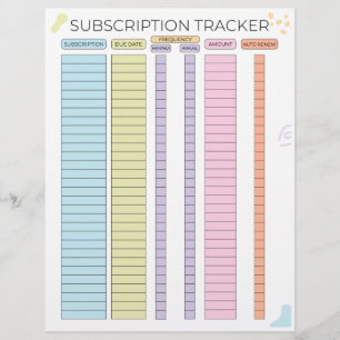 Subscription tracker custom letterhead