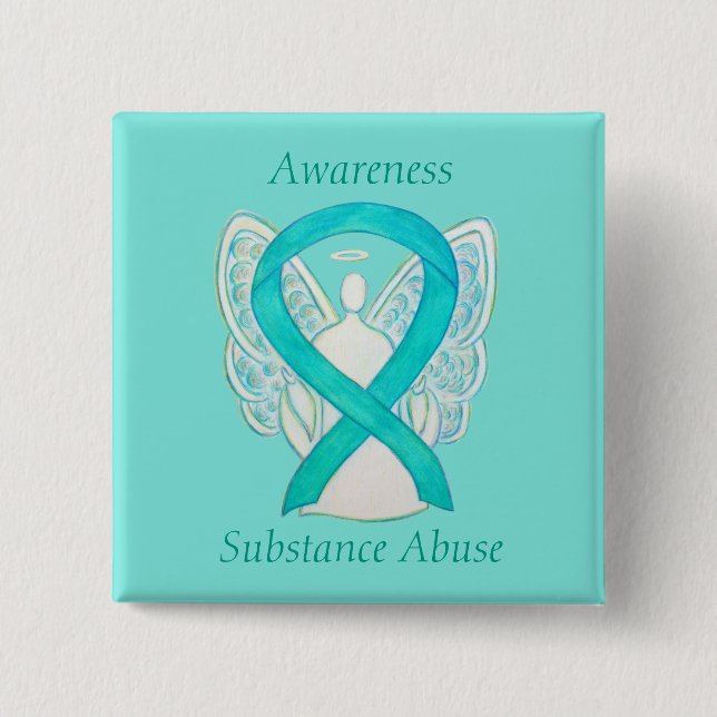 Substance Abuse Awareness Angel Teal Ribbon Pin (Front)