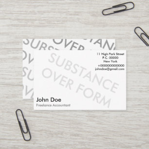 "Substance over Form" Business Card
