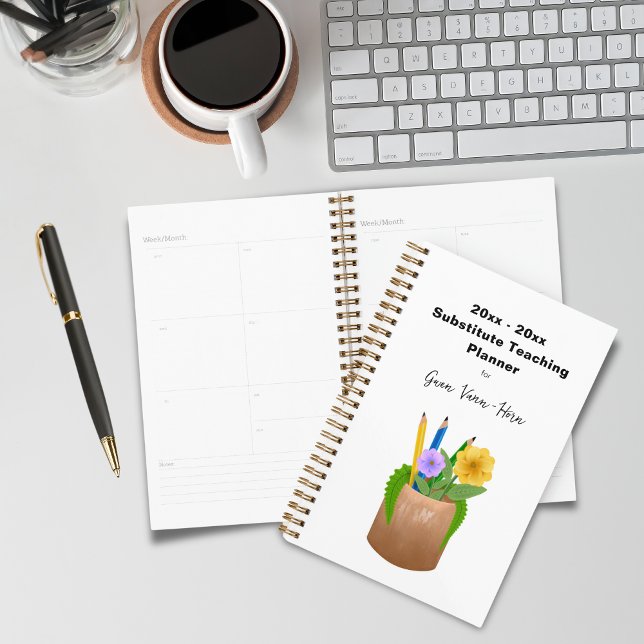 Substitute School Teacher Pencils Flowers Small Planner (Substitute School Teacher Pencils Flowers Small Planner)