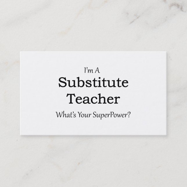 substitute Teacher Business Card (Front)