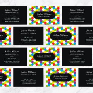 Substitute Teacher Colourful Pattern Business Card