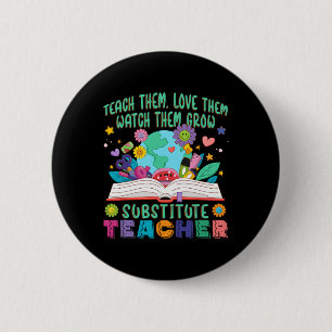 Substitute Teacher Daisy Flower Teacher Substitute 6 Cm Round Badge