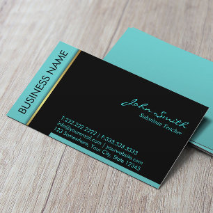 Substitute Teacher Modern Teal Border Business Card