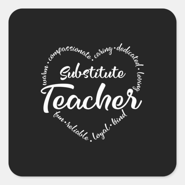 Substitute teacher, sub teacher subway square sticker (Front)