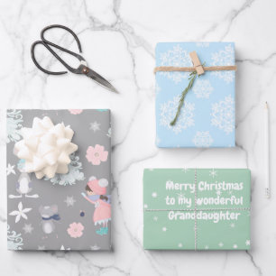 Subtel🎄 Pastel Christmas pattern, custom text  Wrapping Paper Sheet