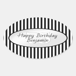 Subtle Age Black/White Simple Stripes Pattern Oval Sticker