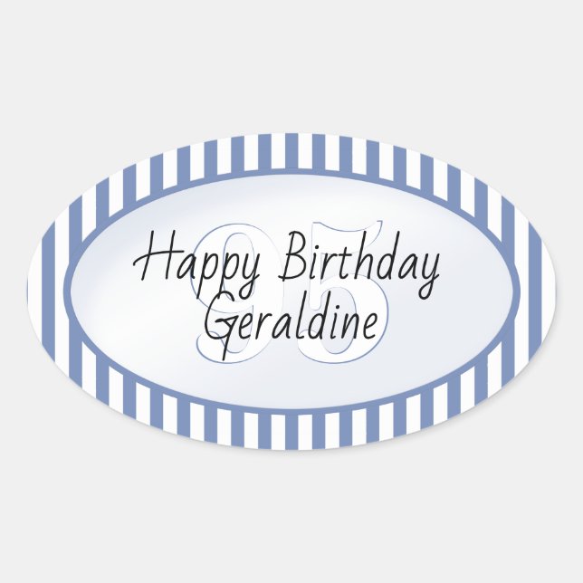 Subtle Age Blue/White Simple Stripes Pattern Oval Sticker (Front)