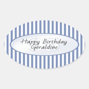 Subtle Age Blue/White Simple Stripes Pattern Oval Sticker