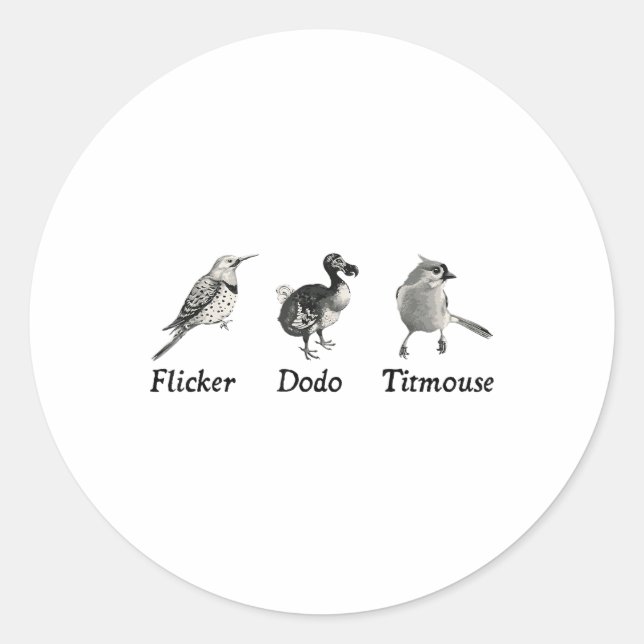 Subtle Animal, Flicker Dodo Titmouse  Classic Round Sticker (Front)
