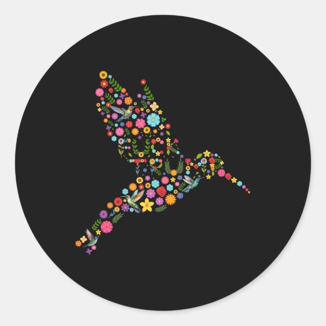 Subtle Anti Trump Floral Hummingbird Hidden Messag Classic Round Sticker (Front)