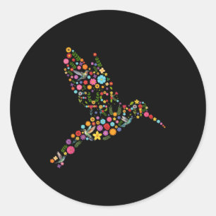 Subtle Anti Trump Floral Hummingbird Hidden Messag Classic Round Sticker