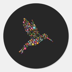 Subtle Anti Trump Floral Hummingbird Hidden Messag Classic Round Sticker