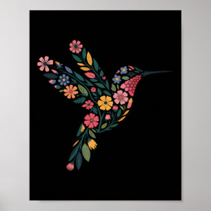 Subtle Anti Trump Floral Hummingbird Hidden Messag Poster