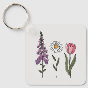 Subtle Anti-Trump - Foxglove Daisy Tulip III Key Ring