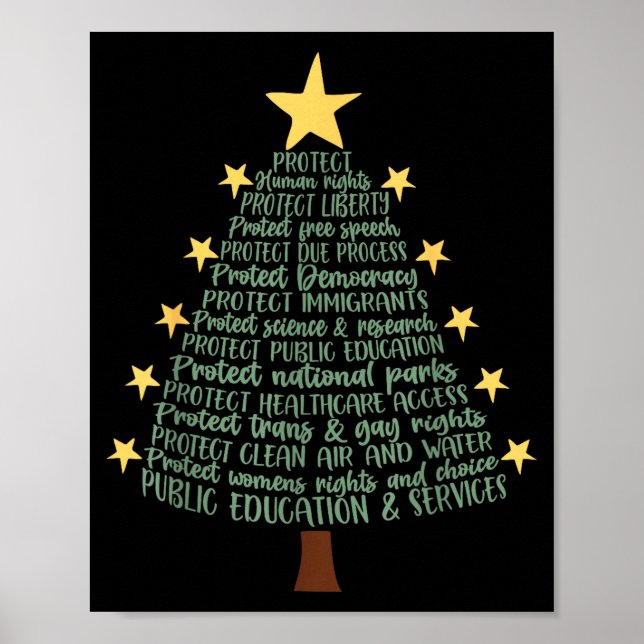 Subtle Anti Trump Funny Christmas Tree  Poster (Front)