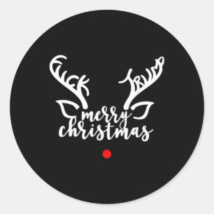 Subtle Anti Trump Hidden Message Christmas Reindee Classic Round Sticker
