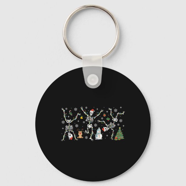 Subtle Anti Trump Hidden Message Dancing Skeleton  Key Ring (Front)