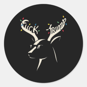 Subtle Anti Trump Reindeer Xmas Hidden Message Classic Round Sticker