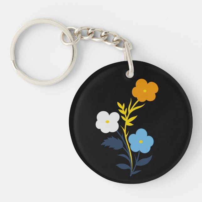 Subtle Aromantic Asexual Flag Flowers Key Ring (Front)