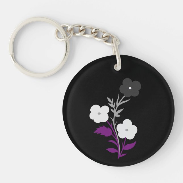 Subtle Asexual Flag Flowers Key Ring (Front)
