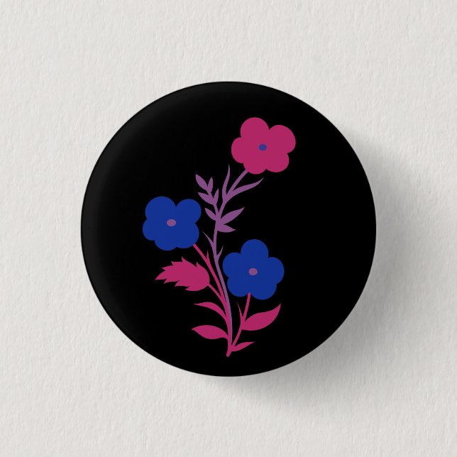 Subtle Bisexual Flag Flowers 3 Cm Round Badge (Front)