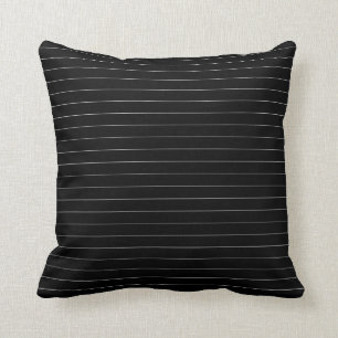 Subtle Black and White Thin Stripes Pattern Modern Cushion