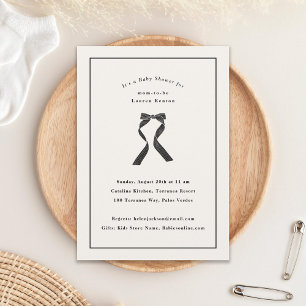 Subtle Black Bow Classic Baby Shower Invitation