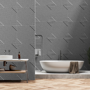 Subtle Black White Stripe Diamond Wallpaper