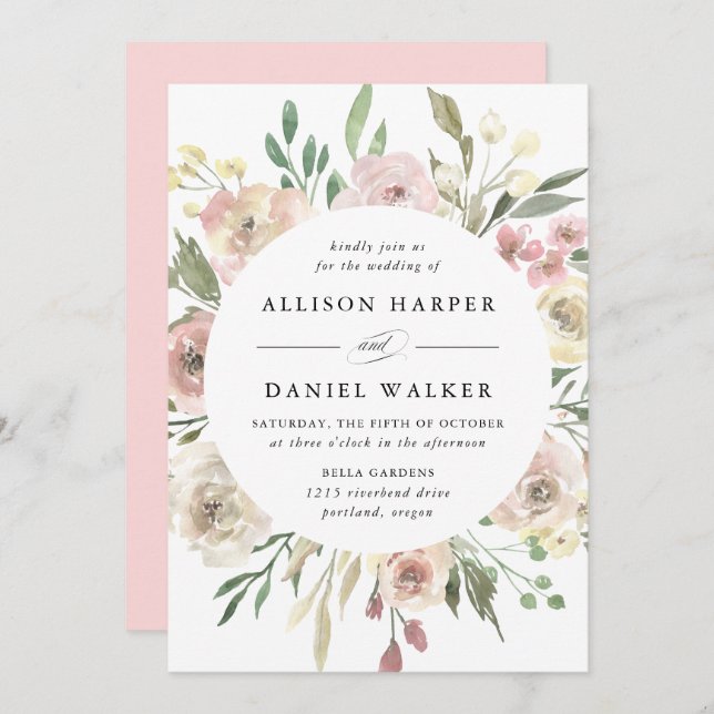 Subtle Blooms | Wedding Invitation (Front/Back)