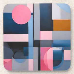 Subtle Blues & Pinks in Geometric Abstraction Coaster