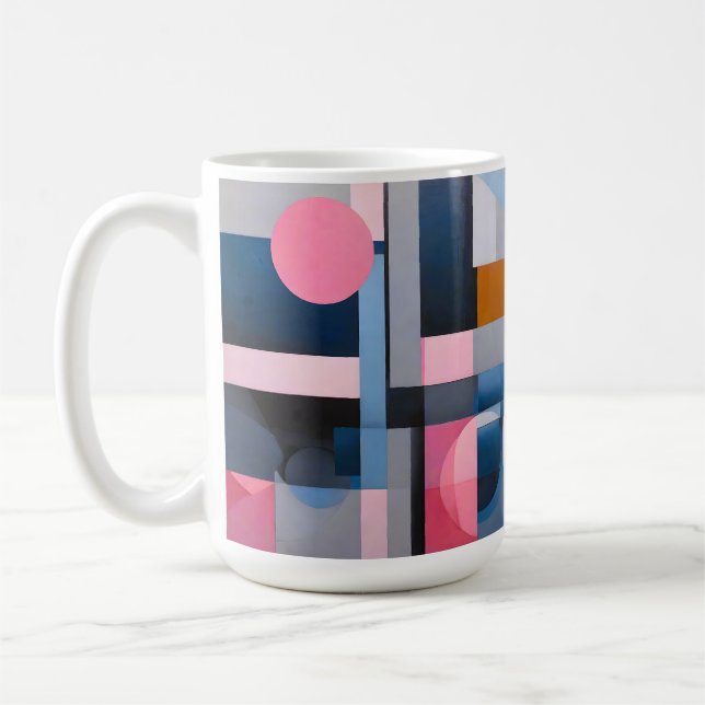 Subtle Blues & Pinks in Geometric Abstraction Coffee Mug (Left)