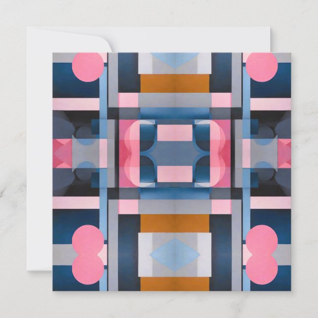 Subtle Blues & Pinks in Geometric Abstraction Holiday Card (Front)