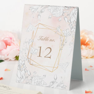 Subtle Blush Floral Wedding Table Number
