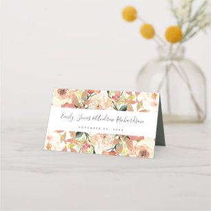 SUBTLE BLUSH PEACH PINK WATERCOLOR FLORAL WEDDING PLACE CARD