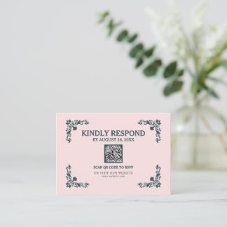 Subtle Blush & Slate Grey Islamic QR RSVP Card